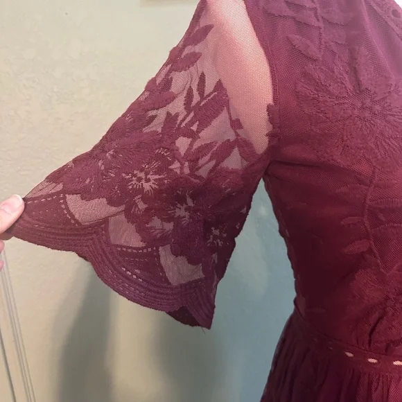 Altar'd State Marionette Deep Burgundy Maxi Dress